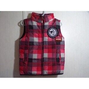 Coogi Aussie Australia Boys Puffer Vest Size 2T Red Plaid Zip Up Pockets